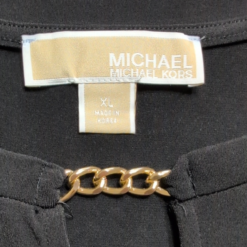 NWOT Michael Kors Black Puff Sleeve Blouse with Petal Sleeves - Picture 2 of 5